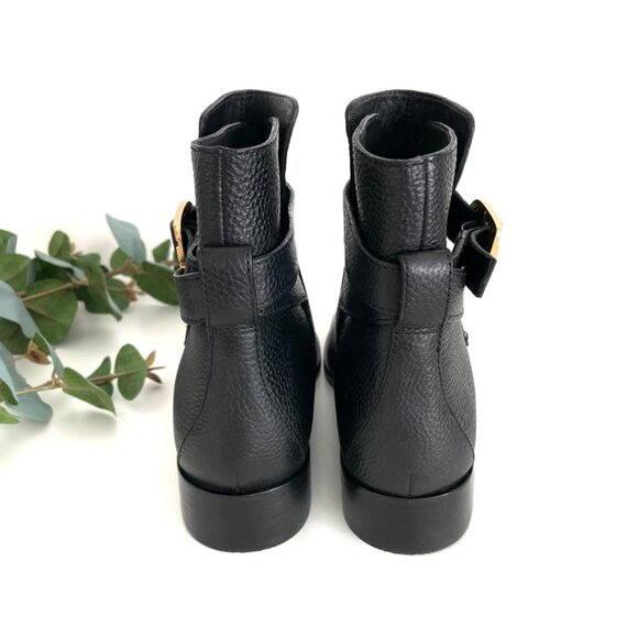 Tory Burch Brooke Black Tumbled Leather Ankle Booties Size 6 NWT - Picture 5 of 10